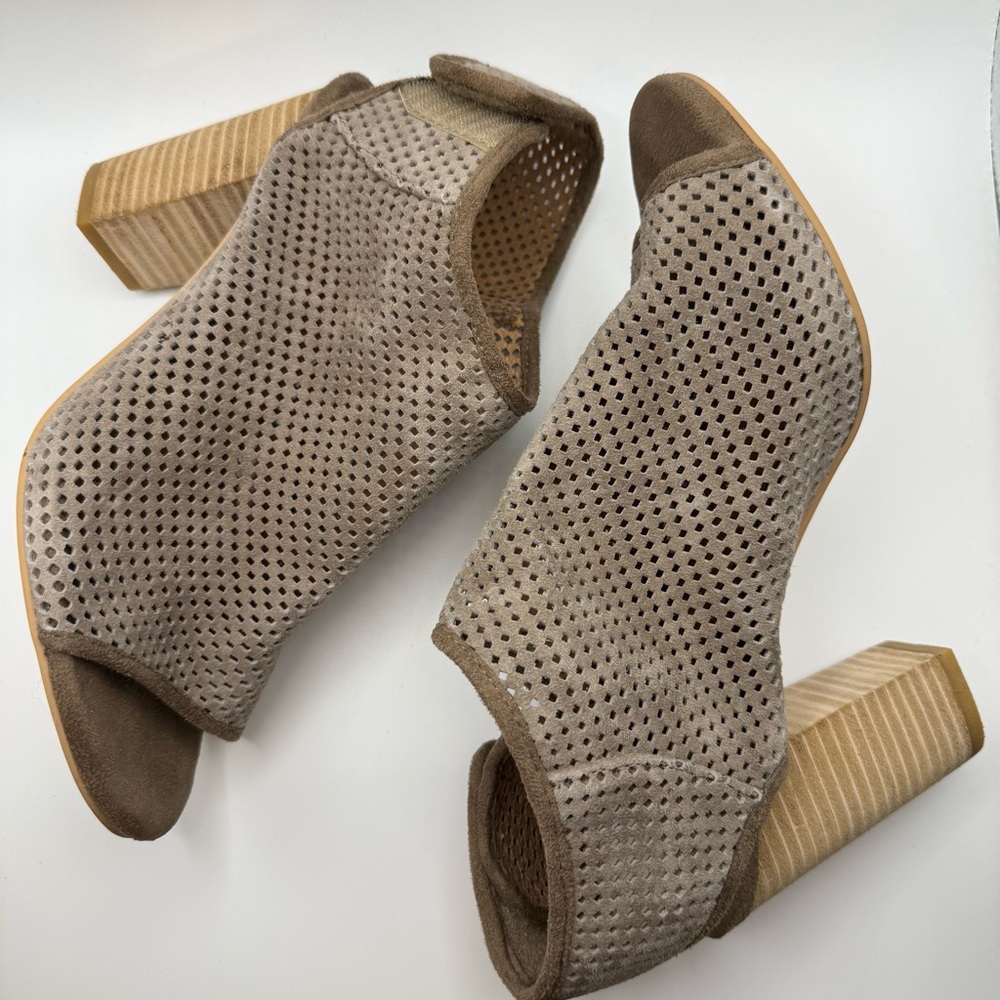 Jeffrey Campbell Ibiza Taupe Peep-Toe Suede Ankle Booties